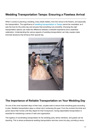 Wedding Transportation Tampa Ensuring a Flawless Arrival