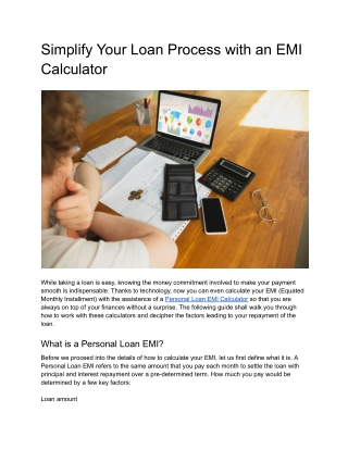 Simplify Your Loan Process with an EMI Calculator
