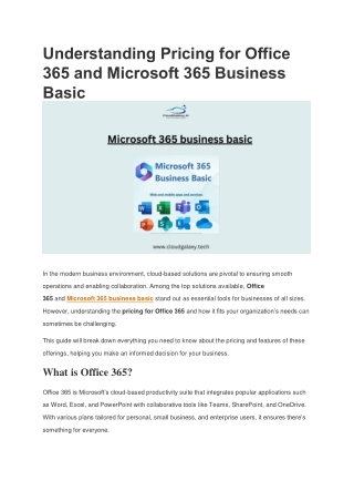 Microsoft 365 Business Basic: Affordable Cloud Solution for Businesses
