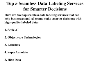 Top 5 Seamless Data Labeling Services for Smarter Decisions