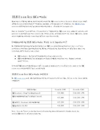 IELTS Exam Fees for Canada