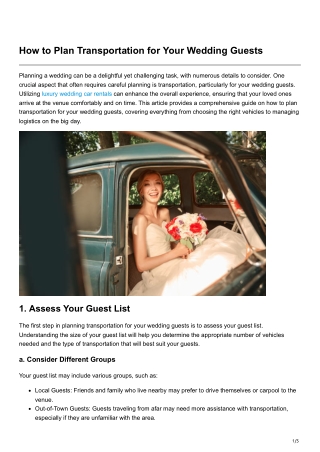 How to Plan Transportation for Your Wedding Guests