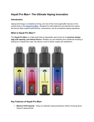 Hayati Pro Max _ The Ultimate Vaping Innovation
