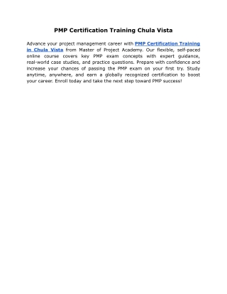 PMP Certification Training Chula Vista