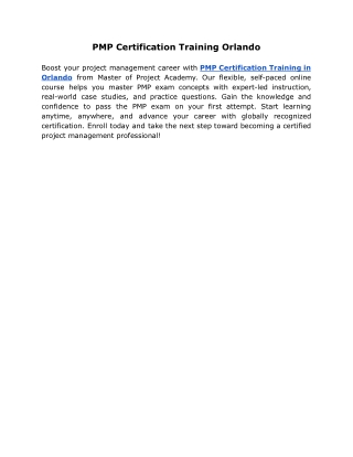 PMP Certification Training Orlando