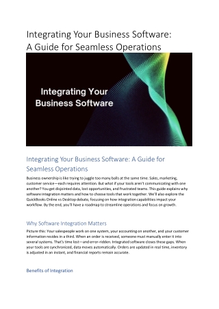Integrating Your Business Software: A Guide for Seamless Operations