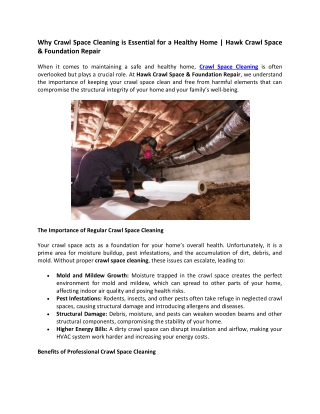 Why Crawl Space Cleaning is Essential for a Healthy Home - Hawk Crawl Space & Foundation Repair