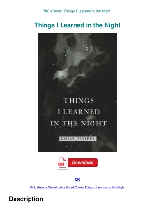 PDF eBooks Things I Learned in the Night