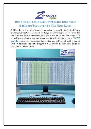 Use The ZIP Code List Download: Take Your Business Turnover To The Next Level