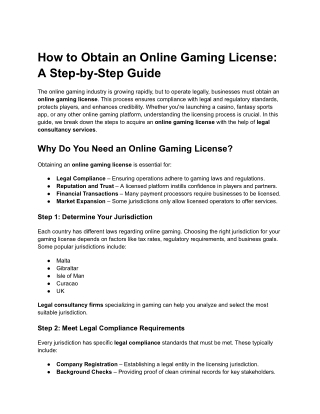 How to Obtain an Online Gaming License: A Step-by-Step Guide
