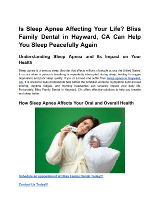 Is Sleep Apnea Affecting Your Life_ Bliss Family Dental in Hayward, CA Can Help You Sleep Peacefully Again