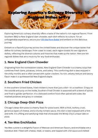 Exploring America’s Culinary Diversity 10 Regional Dishes to Try