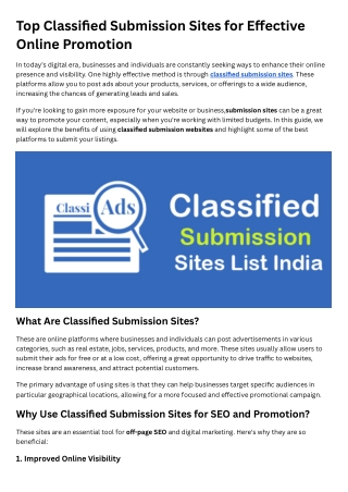 Classified Submission Sites