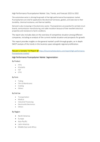 High Performance Fluoropolymer Market  Size, Trends, and Forecast 2023 to 2032
