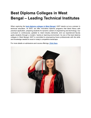 Best Diploma Colleges in West Bengal – Leading Technical Institutes
