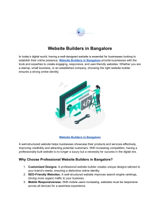 Website Builders in Bangalore