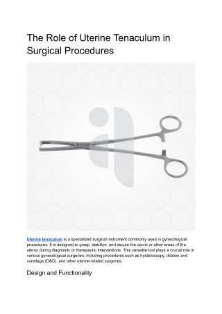 The Role of Uterine Tenaculum in Surgical Procedures