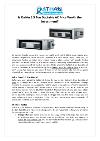 Is Daikin 5.5 Ton Ductable AC Price Worth the Investment - Rathan Air Conditioners