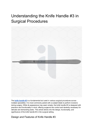 Understanding the Knife Handle #3 in Surgical Procedures