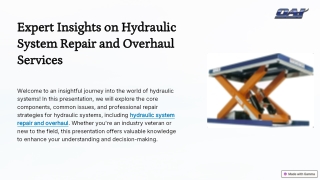 Expert Insights on Hydraulic System Repair and Overhaul Services