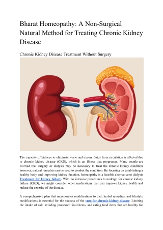 Bharat Homeopathy A Non Surgical Natural Method for Treating Chronic Kidney Disease