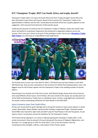 ICC Champions Trophy 2025 Can South Africa end trophy dearth