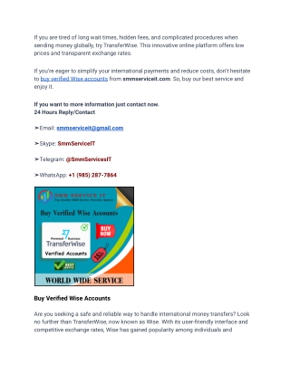 Buy Verified TransferWise Accounts : 100% Secure