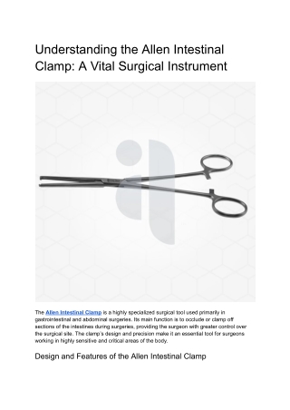 Understanding the Allen Intestinal Clamp_ A Vital Surgical Instrument