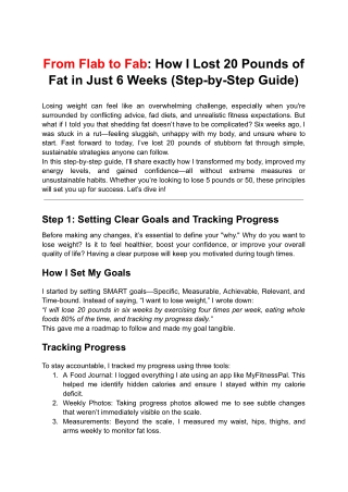 From Flab to Fab How I Lost 20 Pounds of Fat in Just 6 Weeks (Step-by-Step Guide)
