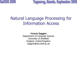 Natural Language Processing for Information Access