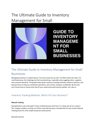 The Ultimate Guide to Inventory Management for Small Businesses