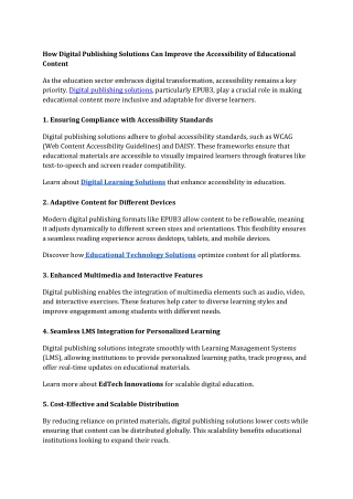 How Digital Publishing Solutions Can Improve the Accessibility of Educational Content