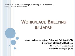 Workplace Bullying in Japan