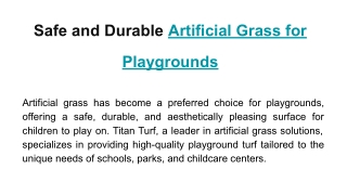 Safe and Durable Artificial Grass for Playgrounds