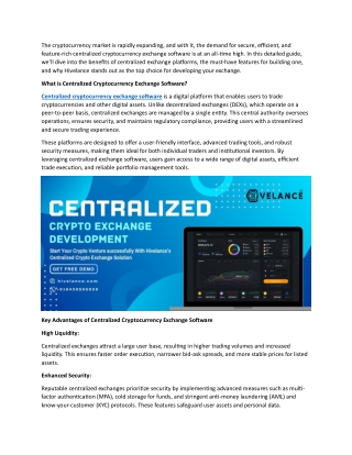 How to Develope a Secure and Reliable Centralized Cryptocurrency Exchange