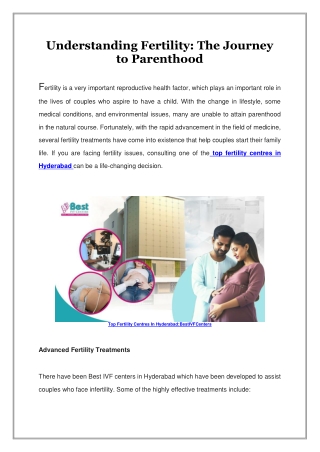 Understanding Fertility, The Journey to Parenthood