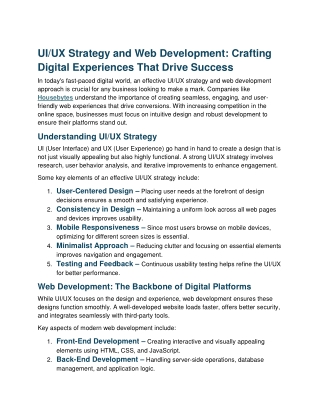 UI/UX Strategy and Web Development: Crafting Digital Experiences That Drive Succ