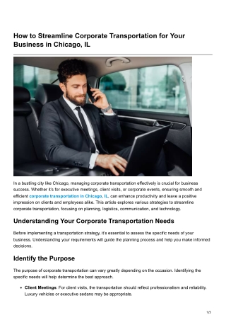 How to Streamline Corporate Transportation for Your Business in Chicago IL