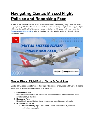 Navigating Qantas Missed Flight Policies and Rebooking Fees