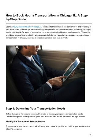 How to Book Hourly Transportation in Chicago IL A Step-by-Step Guide