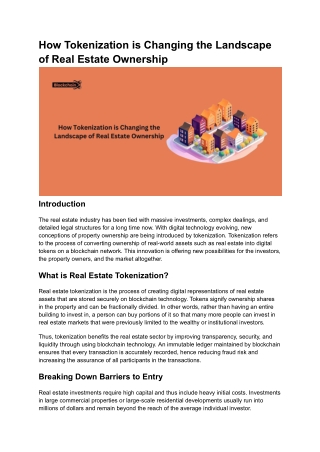 How Tokenization is Changing the Landscape of Real Estate Ownership (1)