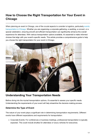 How to Choose the Right Transportation for Your Event in Chicago