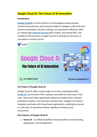 Google Cloud Platform AI Training in Hyderabad | Visualpath