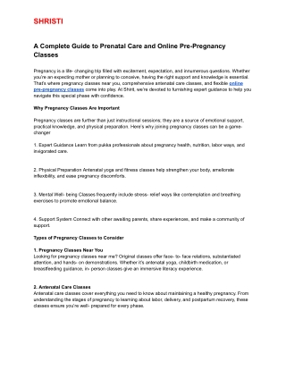 A Complete Guide to Prenatal Care and Online Pre-Pregnancy Classes