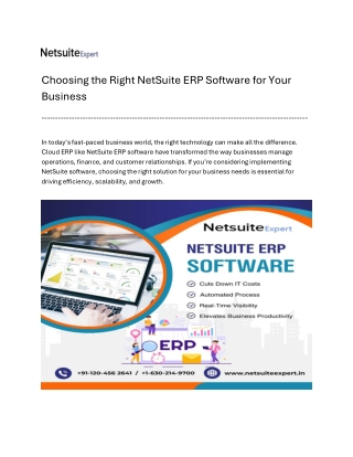 Choosing the Right NetSuite ERP Software for Your Business