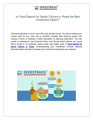 Is Fixed Deposit for Senior Citizens in Rewa the Best Investment Option