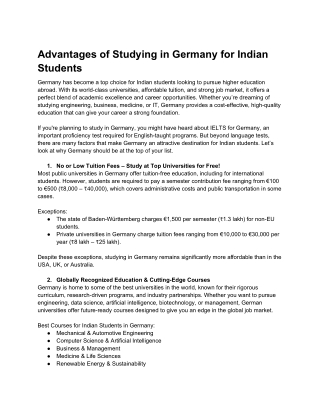 Advantages of Studying in Germany for Indian Students