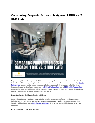 Comparing Property Prices in Naigaon 1 BHK vs. 2 BHK Flats
