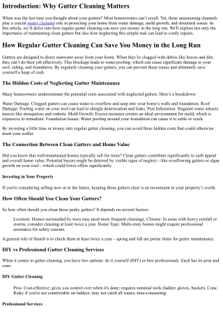 How Regular Gutter Cleaning Can Save You Money in the Long Run