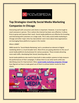 Top Strategies Used By Social Media Marketing Companies In Chicago